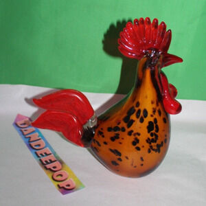 Vintage Murano Style Handblown Rooster Paperweight Solid Figurine 8.5" tall